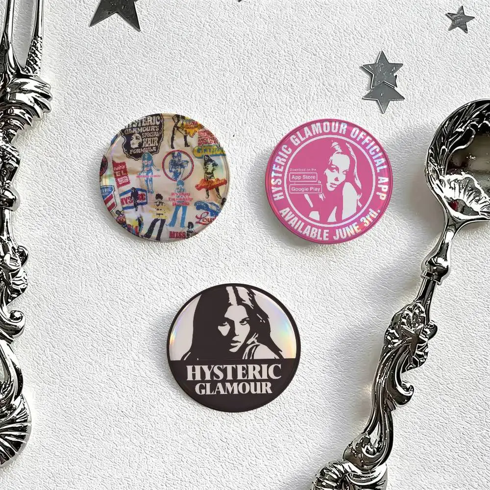 H-HystericS Glamour Round  Badge Creative Round Plastic Brooch Clothes Decorative Pins Jewelry Gifts for Friends