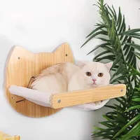 Pine Wood Cat Tower Wall Mounted Scratching Post Sisal Cat Hammock Toys Interactive Wall Climbing Frame Furniture Pets Supplies