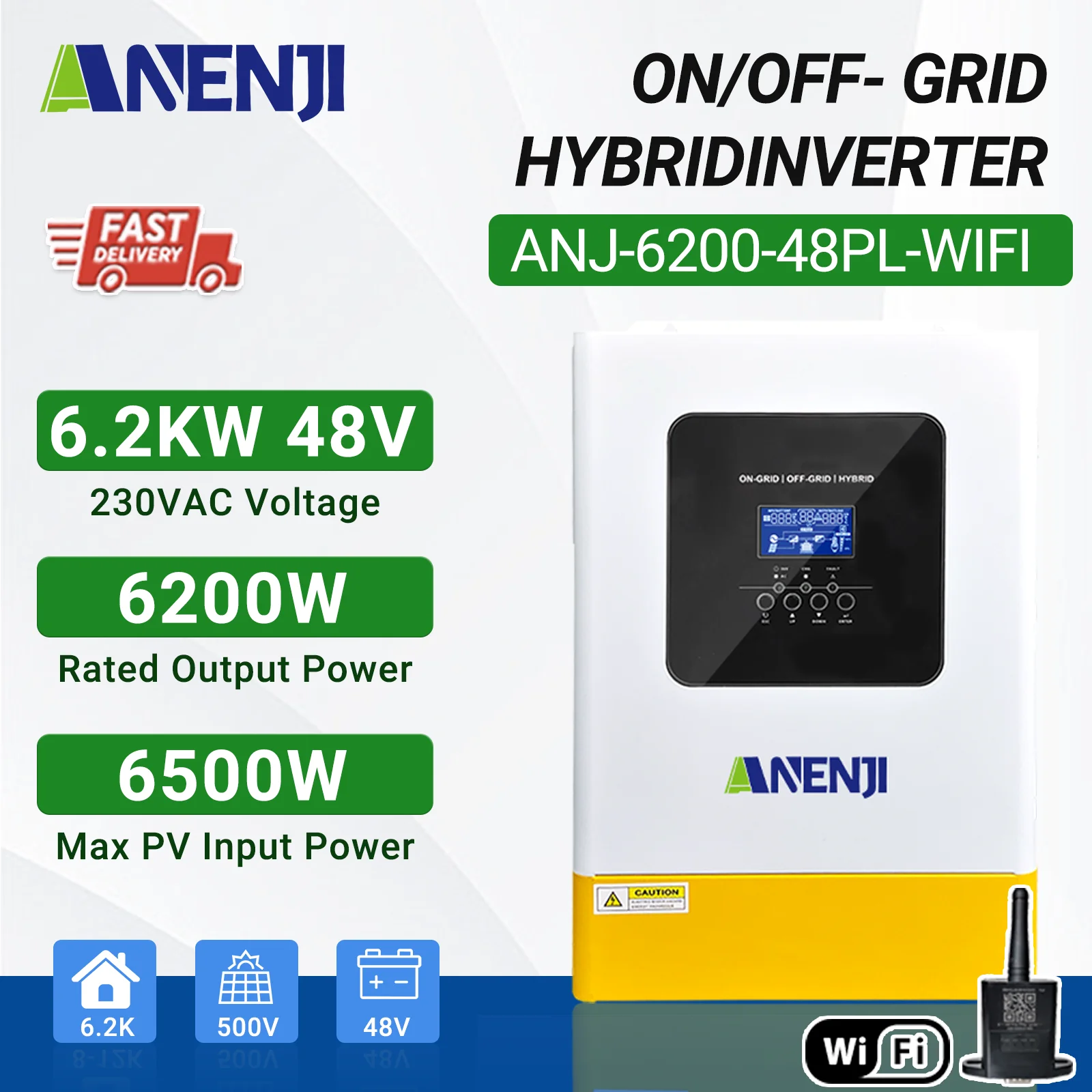 6200W 48V Solar Hybrid omvormer Voed in het net MPPT 120A Solar Controller Zuivere Sinusomvormer Ondersteuning Parallel