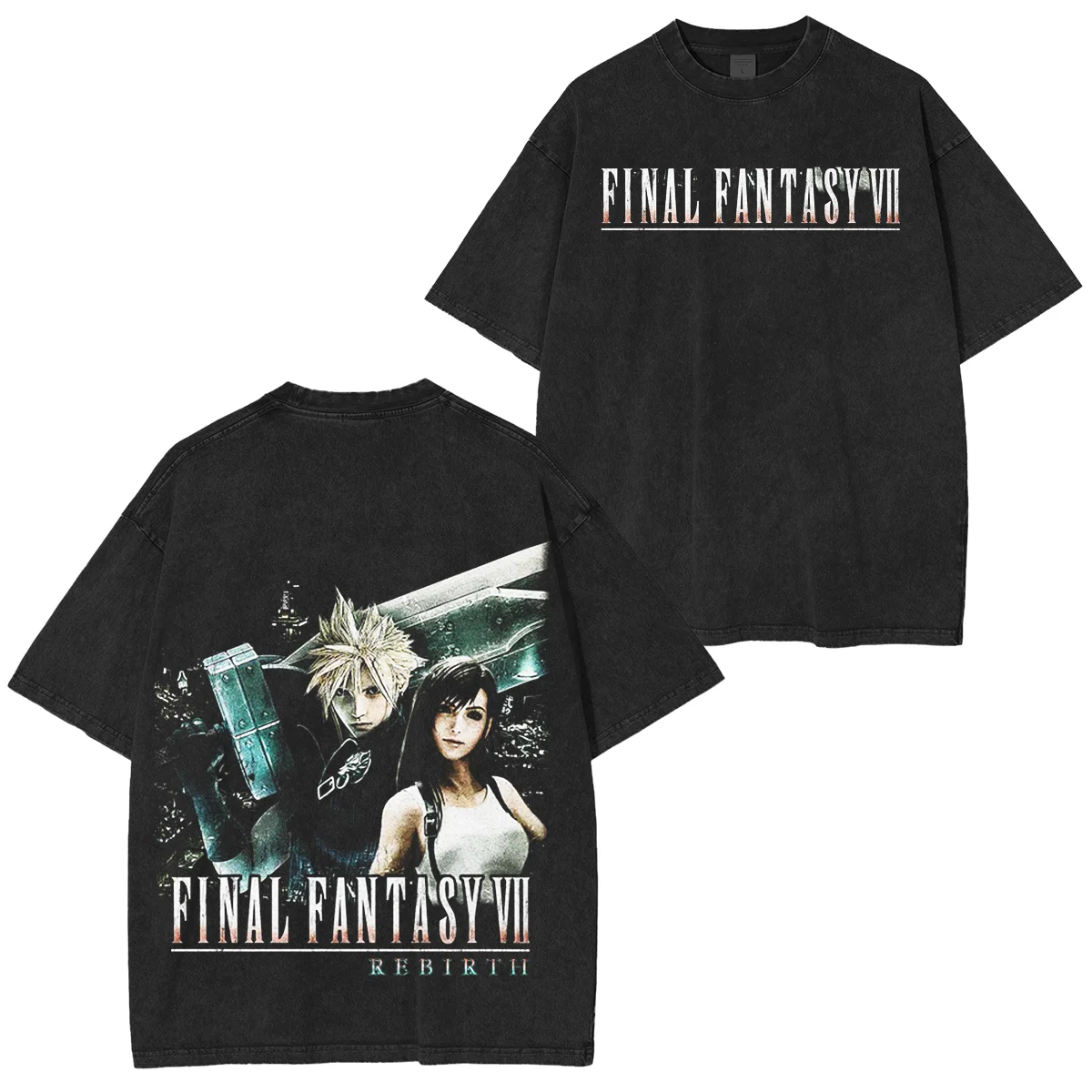 FINAL FANTASY Graphic Washed Oversized T-shirt Men Women Vintage Streetwear Casual T Shirt Harajuku Female Male Manga Clothing