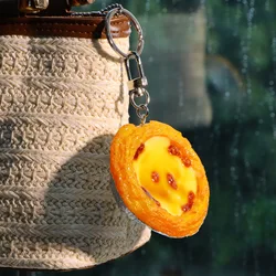 1:1 Portuguese Egg Tart keychain Creative Food Series Personality Backpack Pendant Cute Lady Pendant Trinket Simulation Food