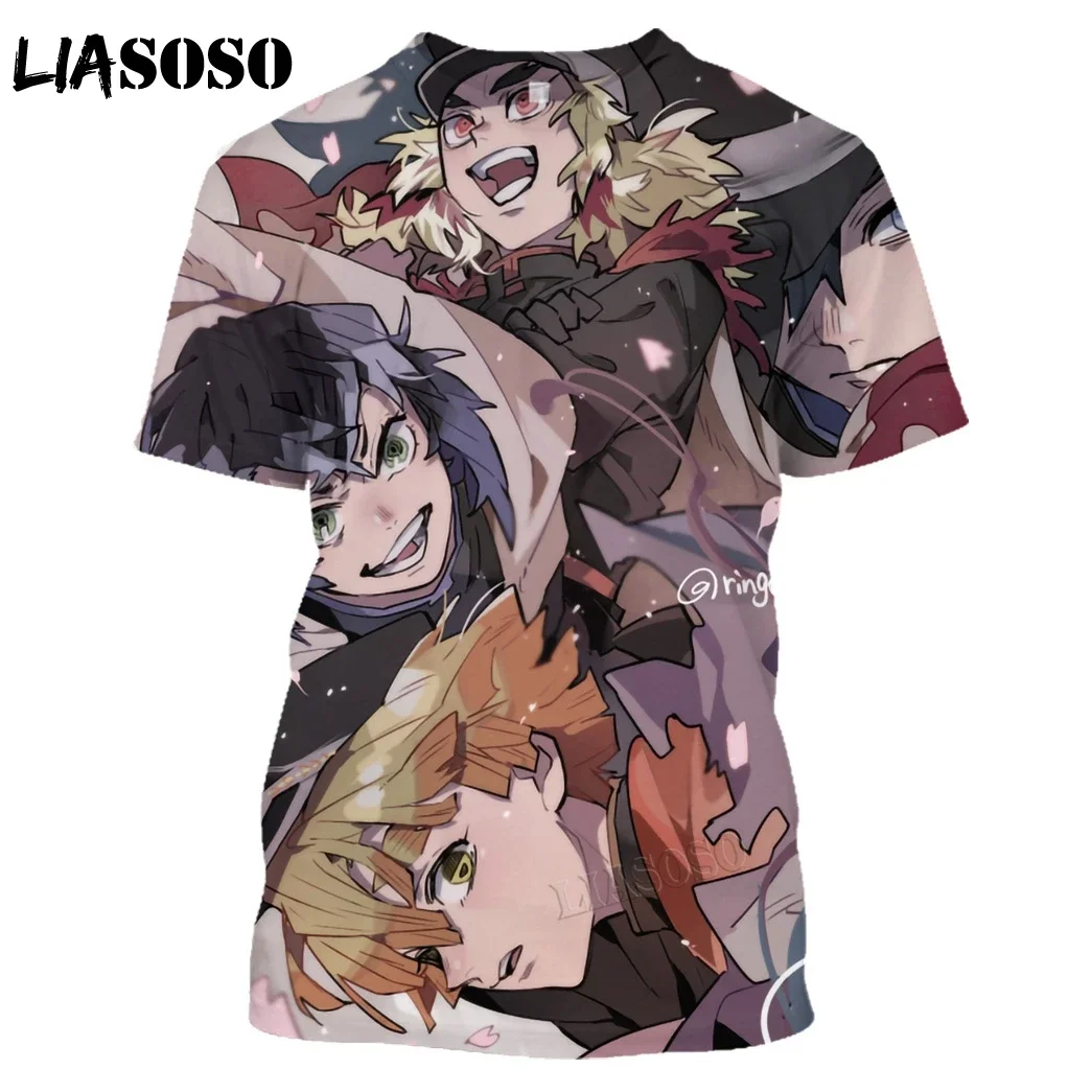 Hot Salling 2024 New Anime Demon Slayer Fashion Harajuku T-Shirt Cartoon 3d Print Short Sleeve Cosplay Top Tees