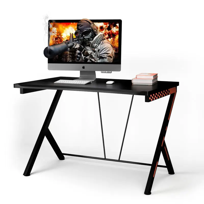 Modern Ergonomic Computer Desk, MDF Top With Metal Frame, Compact Design For Small Home Office And Gaming Setup, Easy Assembly