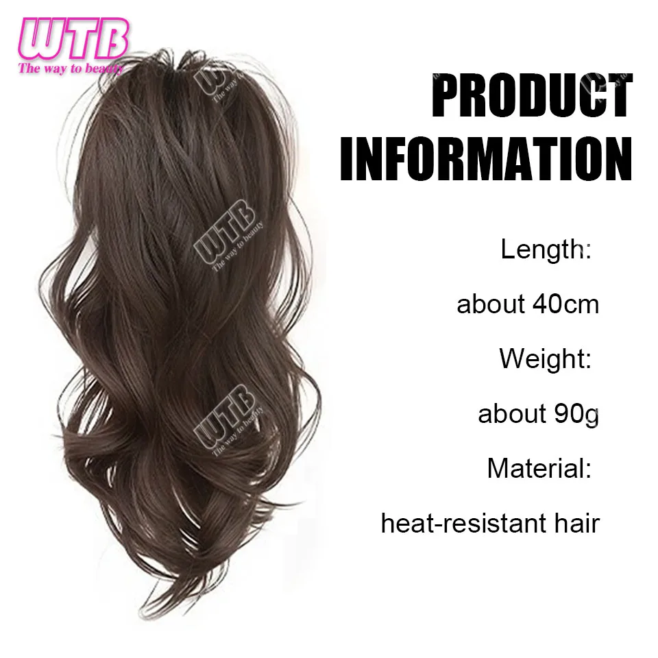 Synthetic 16Inch Short Curly Ponytail Claw Clip in Hair False Ponytail Wig Extension Hairpiece For Women