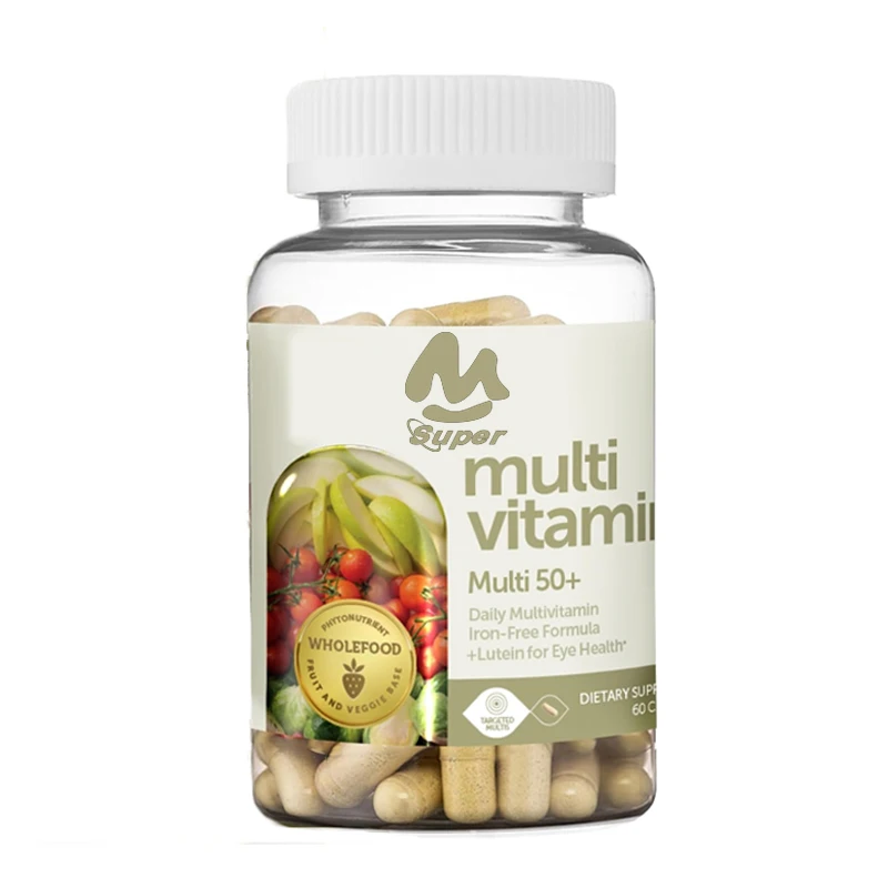 Multi vitamin 50+, iron free formula+lutein, eye health, 60 capsules.