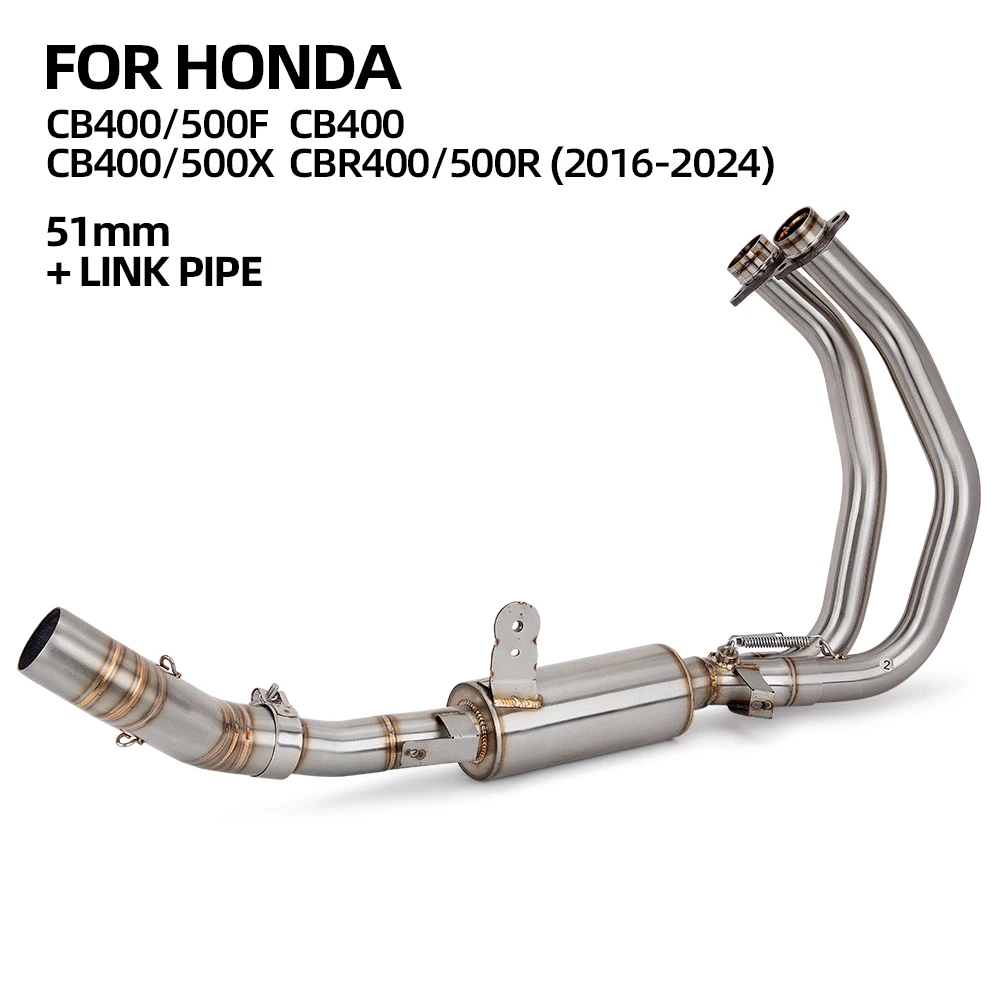 Motorcycle Exhaust Modify Front Middle Link Tube Original 51mm Muffler Slip on For CBR500R CB500X CB500F CBR400R CB400X CB400F