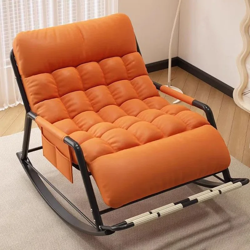 Soft Removable Cushion Lounge Chair Living Room Reclining Rocking Chair with Foldable Footrest Modern Home Office Relaxing Chair