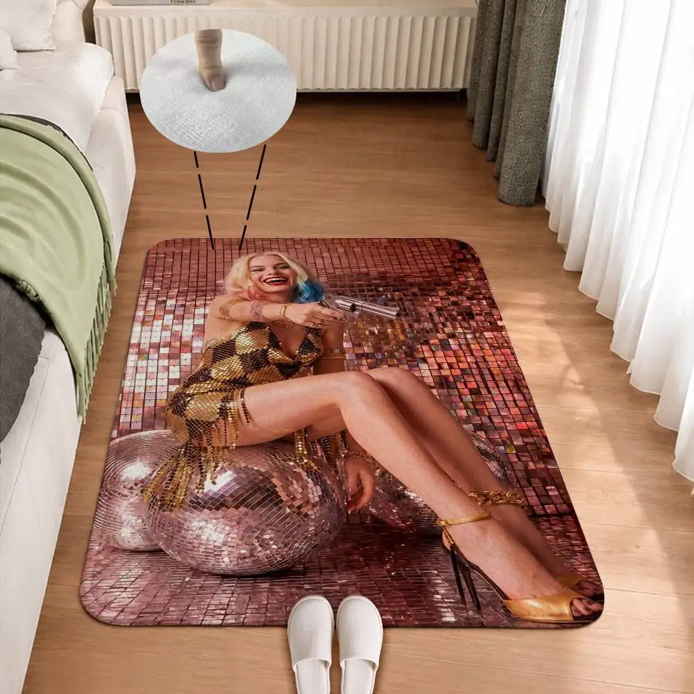 Beauty Margot R-Robbie Actor Home Decor Short Plush Floor Mat, Non-Slip & Easy to Clean for Multi Doorways