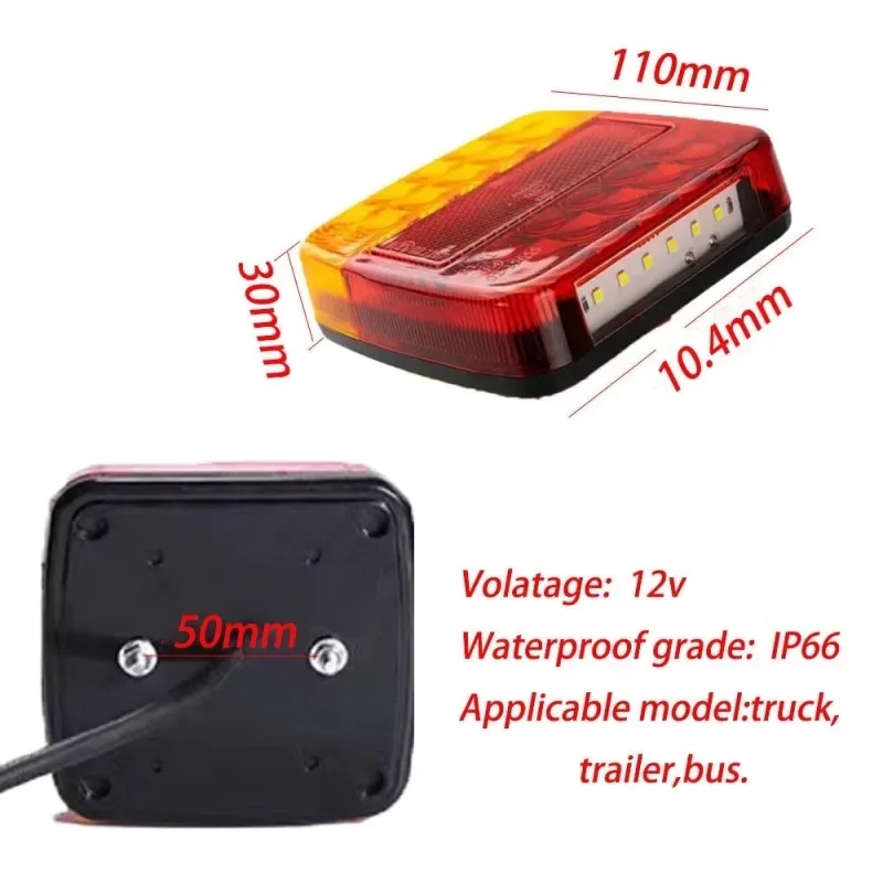 20-LED 12V Waterproof Rear Tail Light, Durable Warning Lamp for Truck Trailer Caravan Motorhome and Vehicles