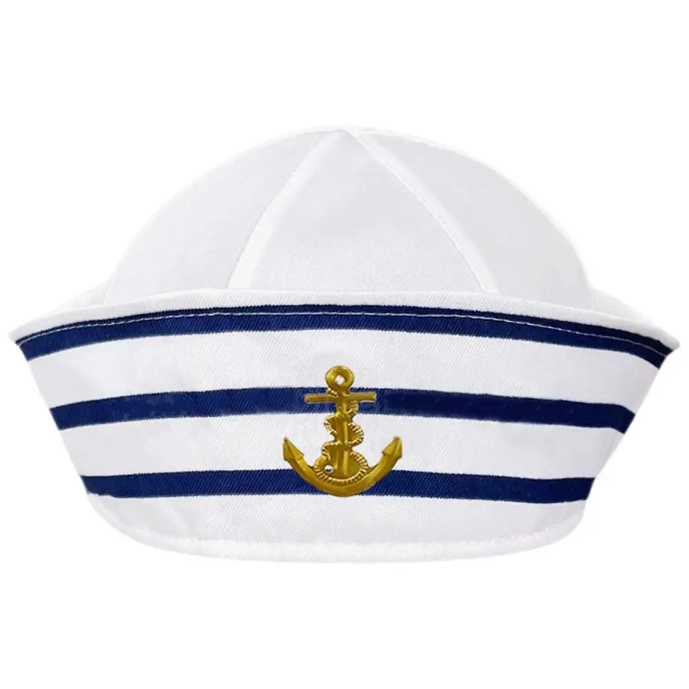 Sombrero de marinero blanco y azul, gorras para hombres y mujeres, cúpula, yate, pareja, sombrero de capitán, adultos, hombres, almirante, Cosplay, puesta en escena, tamaño 56cm