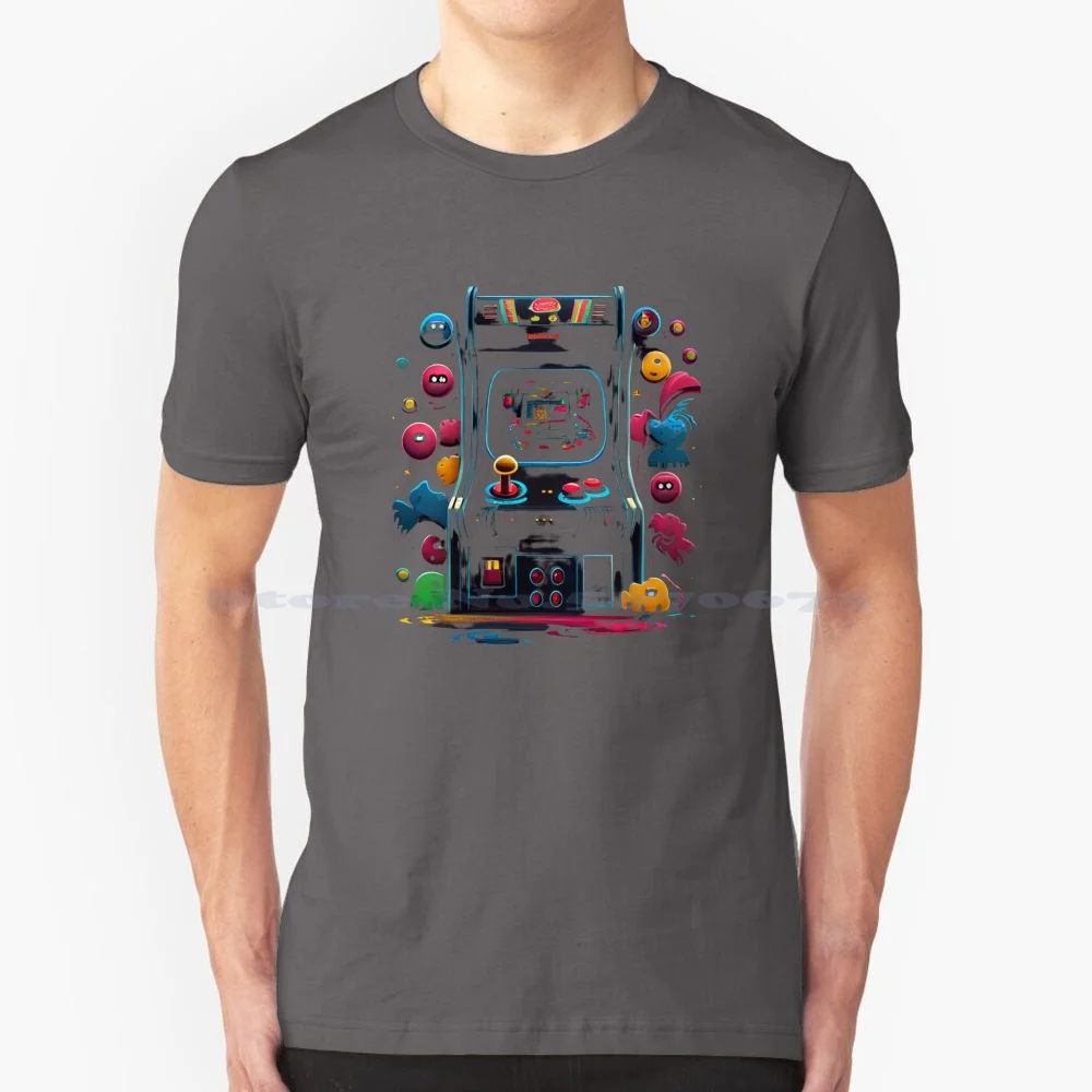 レトロアーケードマシンTシャツ,80年代のゲームスロット,綿100%
