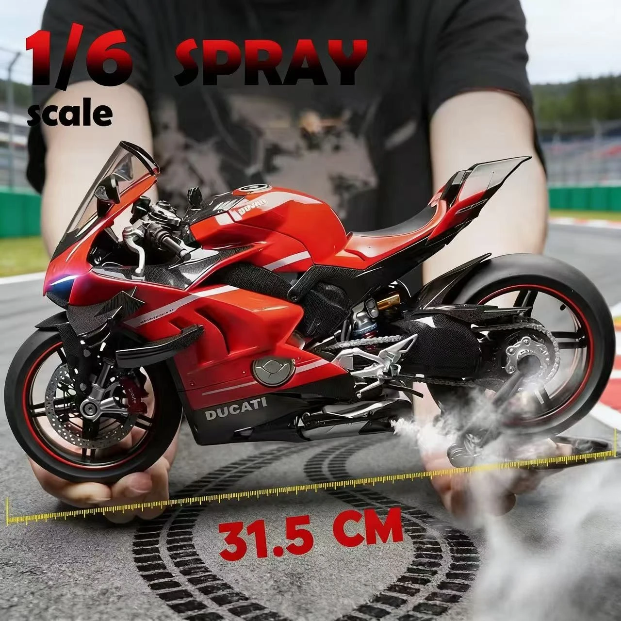 

For Ducati V4s Ignite Start Smoke Effect 1:6 Panigale motorcycle alloy simulation model Large decoration project birthday gift