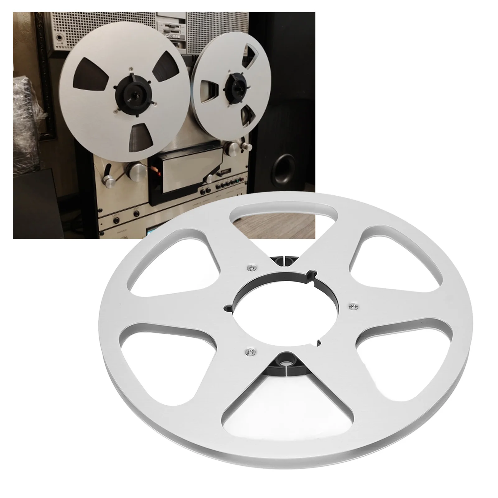 10 Inch Open Reel Takeup Reel 6 Holes Sound Aluminum Takeup Reel Empty Reel for 1/4 Inch Tapes Aluminum Takeup Reel Takeup Reel