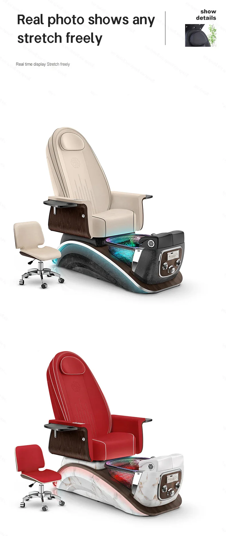 XinSheng Beauty Maniküre-Nagelsofa Fußbad-Stuhl Pedikürestuhl mit Elektrischer Rückenmassage Salon SPA Fußmassage-Möbel – Detail 13