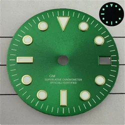 28.5mm Dial Green/Ice Blue Luminous Fit GM T NH34 Mechanical Movement Watch Accessory Nh34 Dial Watch Case Rose Gold Dial