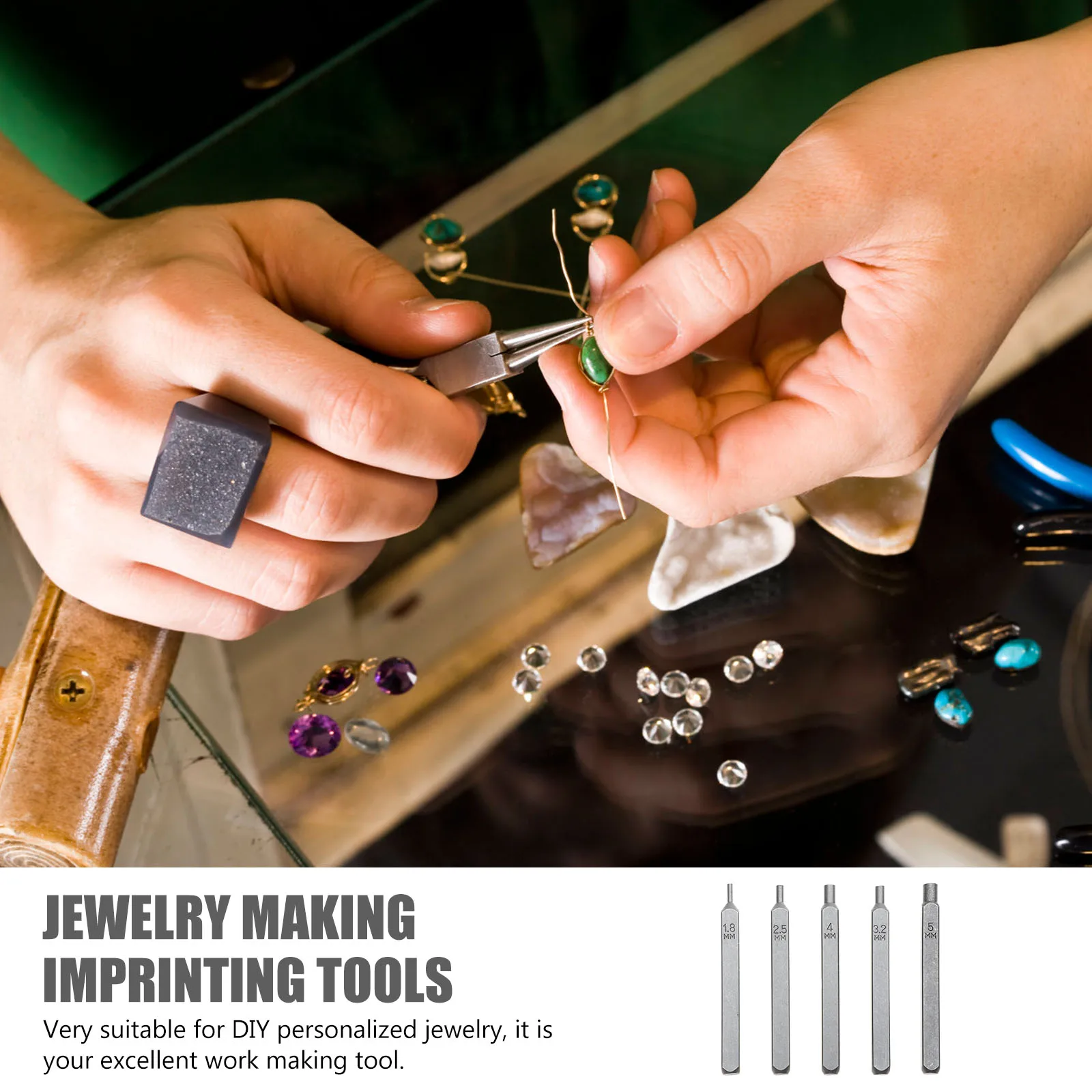 

5pcs Crystal Inlay Tool Jewelry Stamping DIY Craft Punch Metal Mosaic Maker 40CR-V Alloy Steel Durable Wear Resistant Reliable
