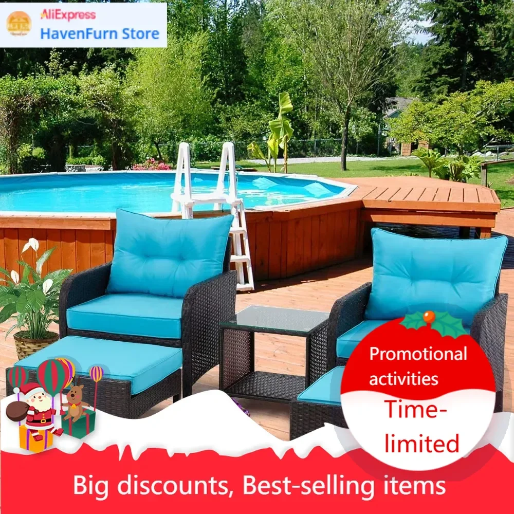 

Горячие продажи! Популярный комплект садовой мебели из 5 предметов: уличные стулья из ротанга с кофейным столиком из закаленного стекла, пуфы и мягкие подушки.