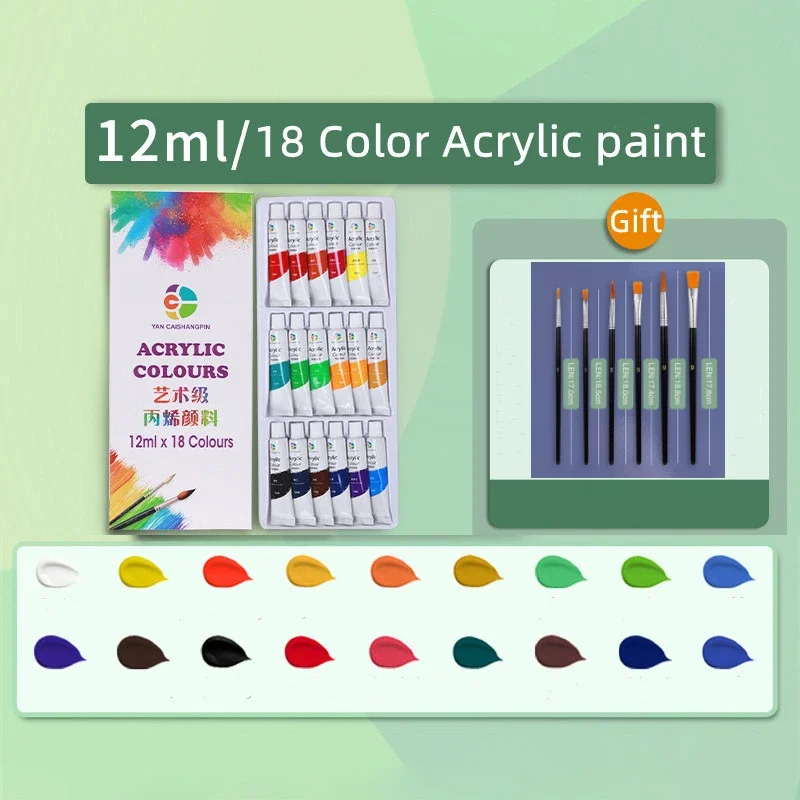 Ensemble de peinture acrylique pour vêtements, peinture sur verre, pigments pour artistes, tube de 12ml, 12 couleurs, 18 couleurs, 24 couleurs, 36 couleurs