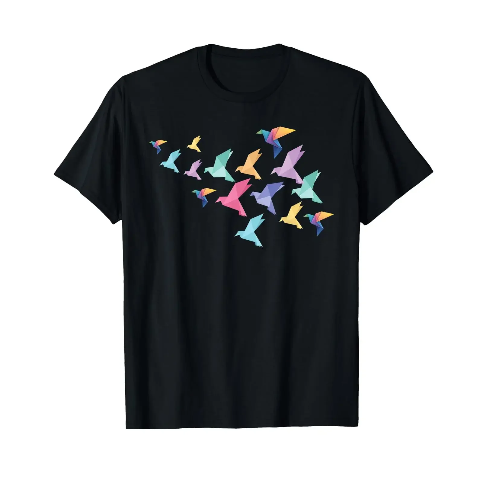 Japanese Paper Folding Art Colorful Crane Origami T Shirt vintage Washed homme streetwear designer clothes Stylish graphic