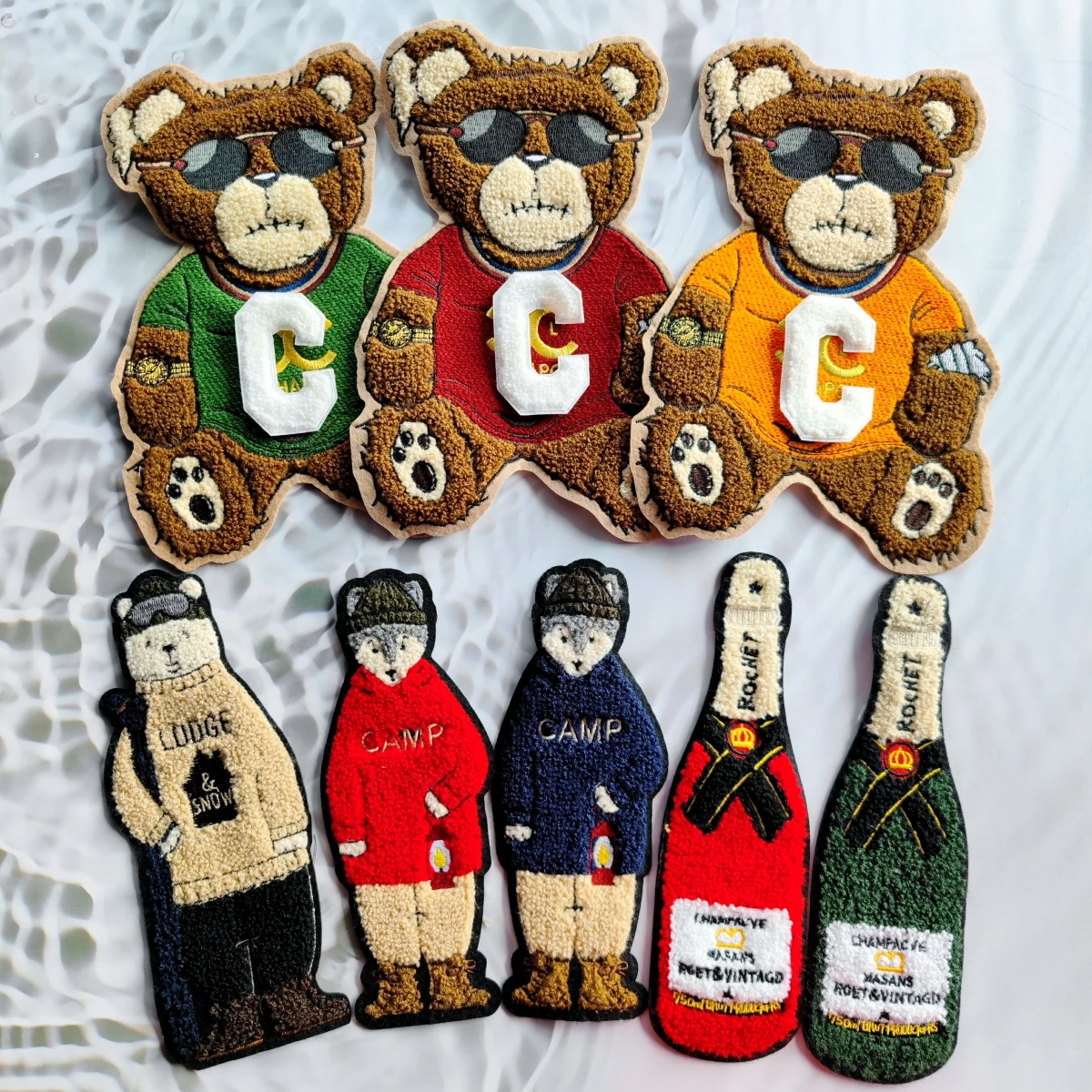 Embroidery Chenille Bear Patch,sew on Animal Cartoon Patches,bears Badges Appliques for Clothing WF228110