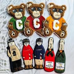 Embroidery Chenille Bear Patch,sew on Animal Cartoon Patches,bears Badges Appliques for Clothing WF228110