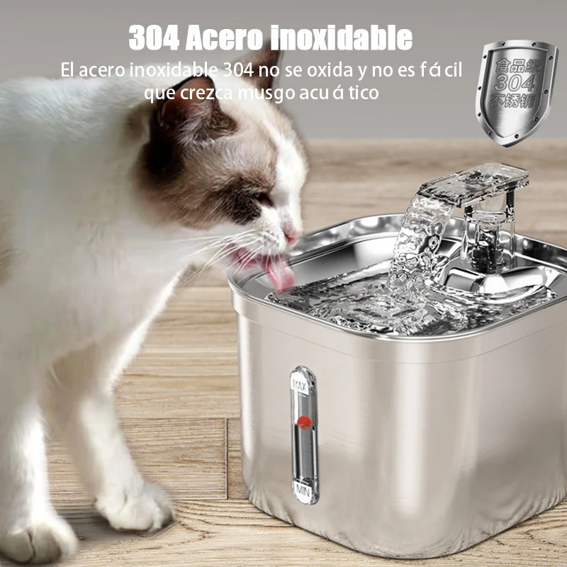 2L Cat Water Fountain 304 Stainless Steel Automatic Dogs Water Dispenser Sensor Filter Pet Ultra Quiet Pump Drinker Drinking