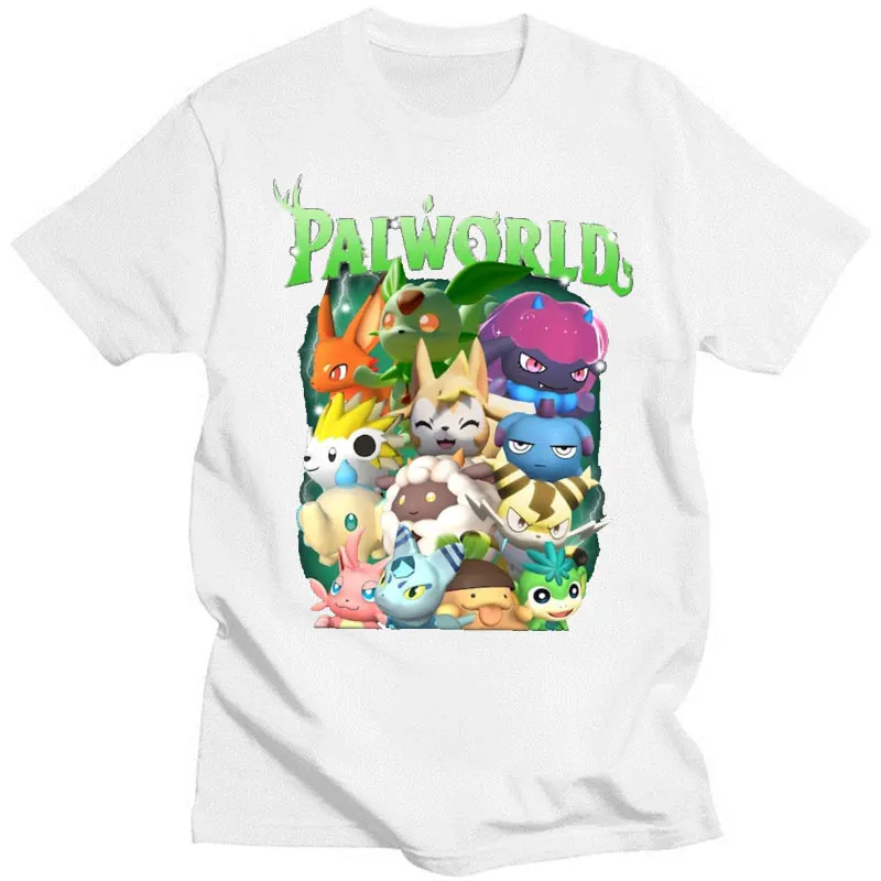 2024 Palworld T Shirt Chikipi Grizzbolt TShirt Palworld Video Game Survival Game T-Shirt Graphic Cotton Tees Gift Short-sleev