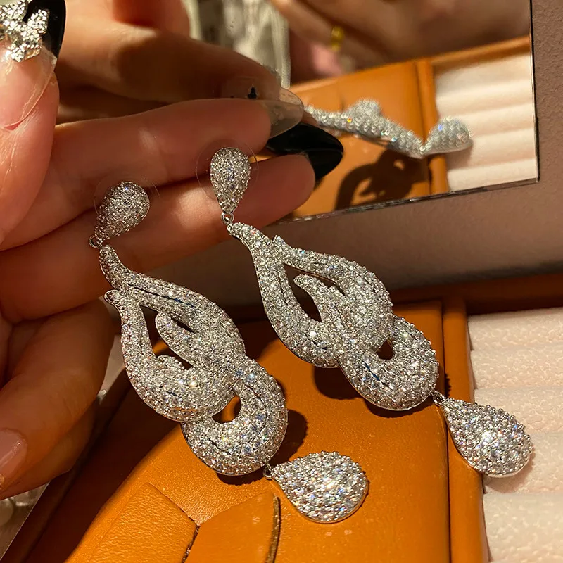 Water Drop Pendant Luxury Temperament Fashion Zircon Earrings