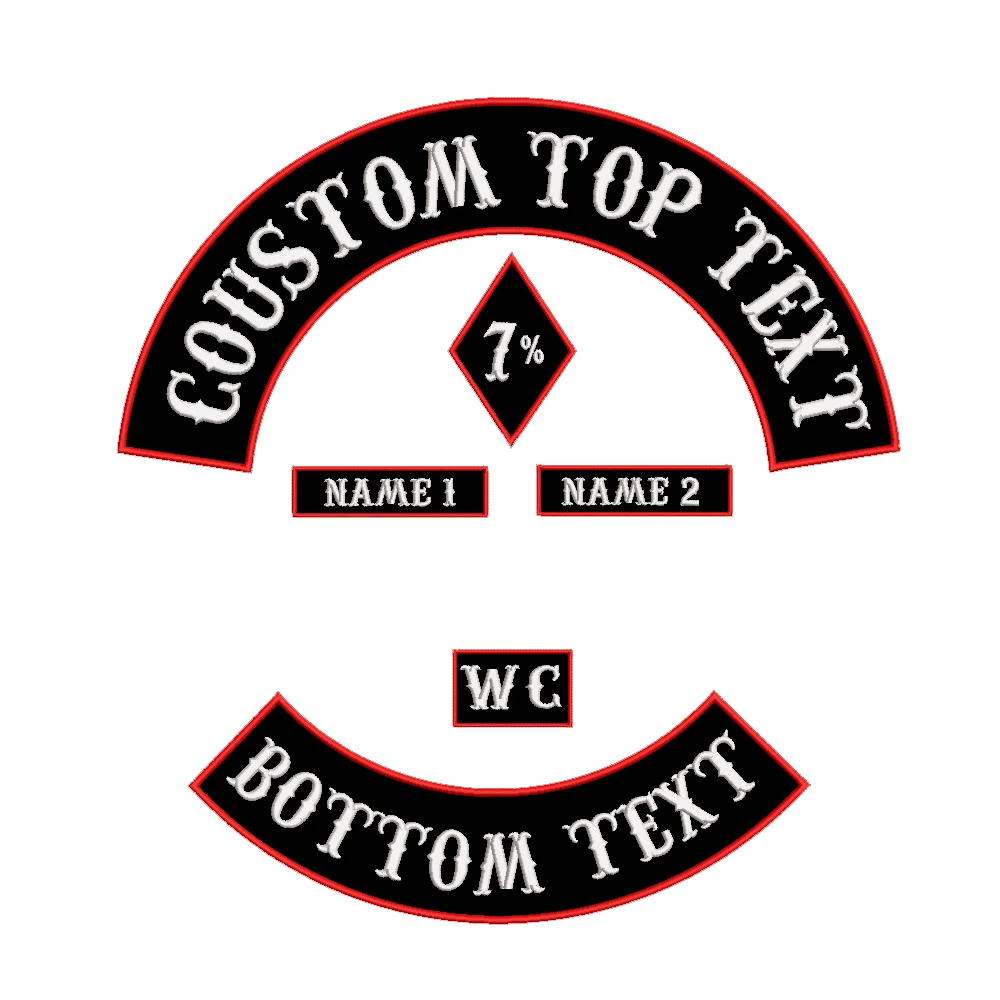 

Custom 6Pcs/1Set Embroidered Patch With Your Own ID Text Iron-on Motorcycle Patch Apply to Punk Biker Jacket