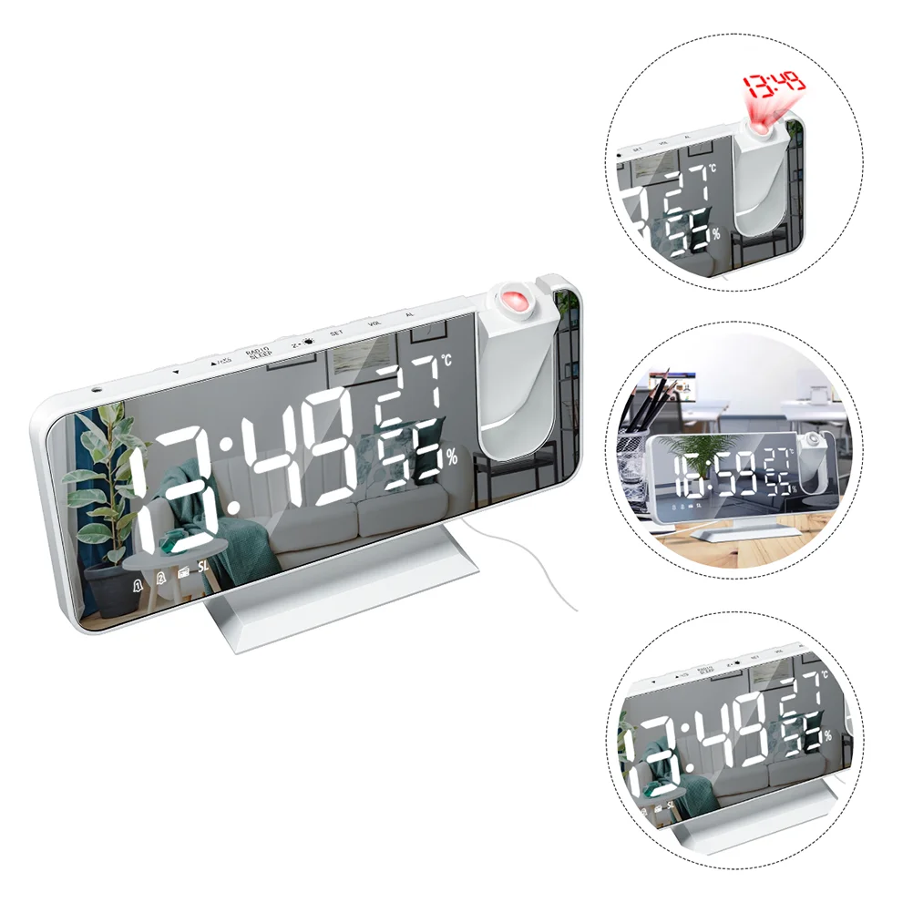 

LED Projection Alarm Clock Overhead Projector Weather Clocks Indoor Digital Hygrometer Plastic Screen Travel