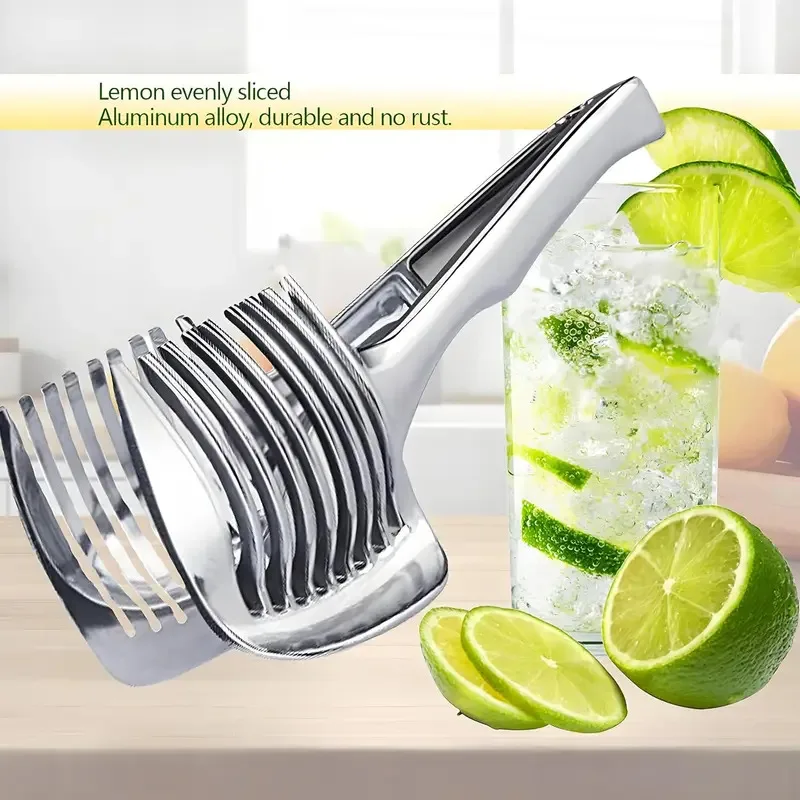Multifunctional Lemon Slicer Clamp Aluminum Alloy Fruits Orange Tomato Onion Hand Clip Slicing Cutting Tool Kitchen Accessories