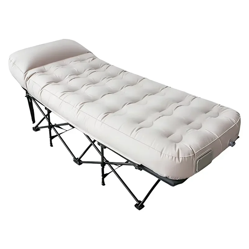 Portable Foldable Camping Bed with Built-in Air Pump Flocking Air Cushion Inflatable Mattress for Outdoor Travel Office Nap