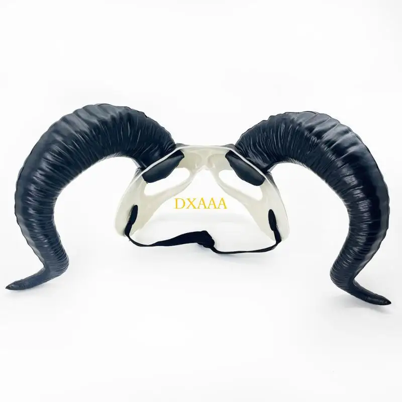 DXAA هالوين نصف الوجه قناع تنكر رامب قرن قناع القناع الشيطان قرن القناع قناع الوحوش Cosplays قناع الأزياء مع القرن #3