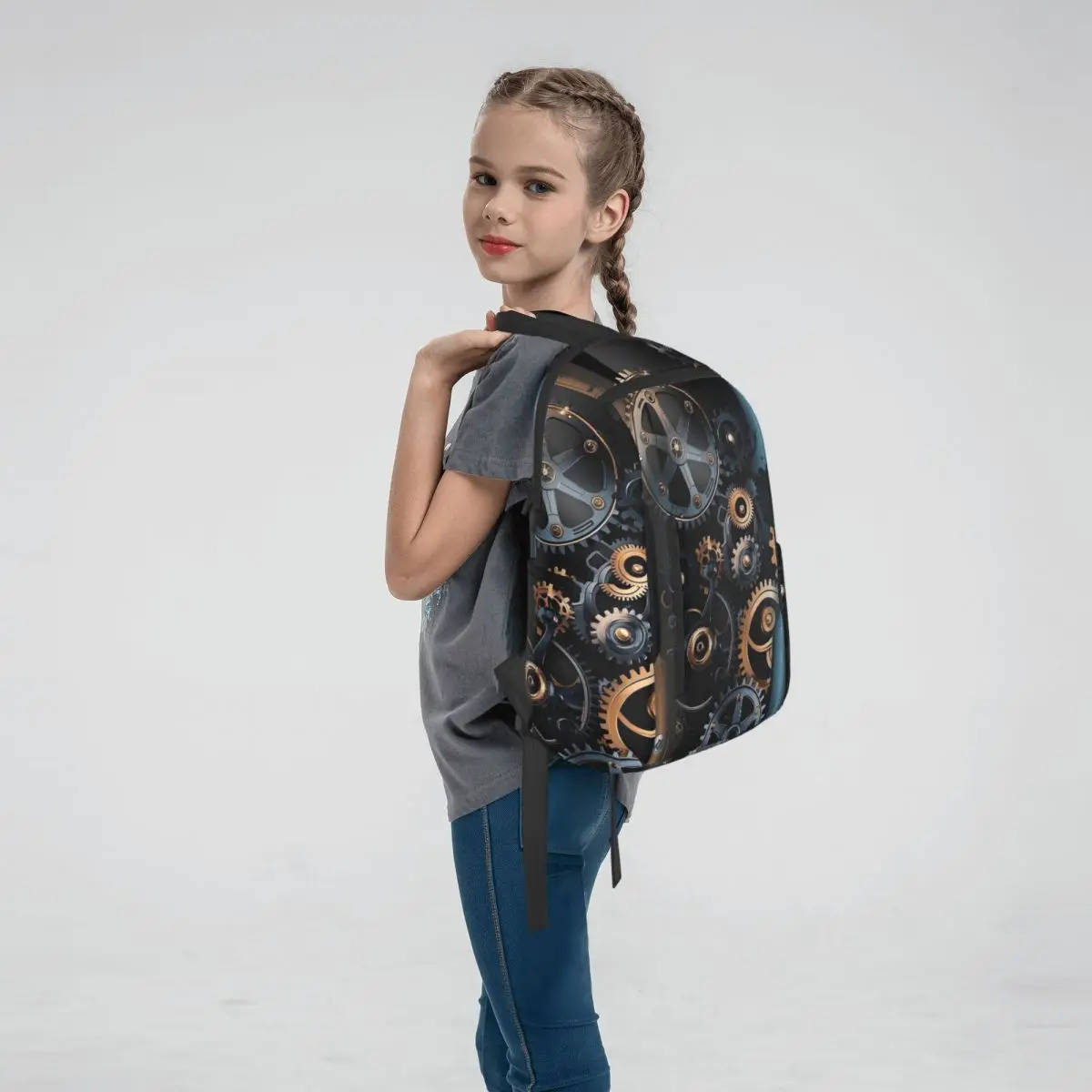Mechanical Machine Gears Steampunk Style Backpack Large Capacity Boys Girls BookBag School Bag Shoulder Bags for Men Women