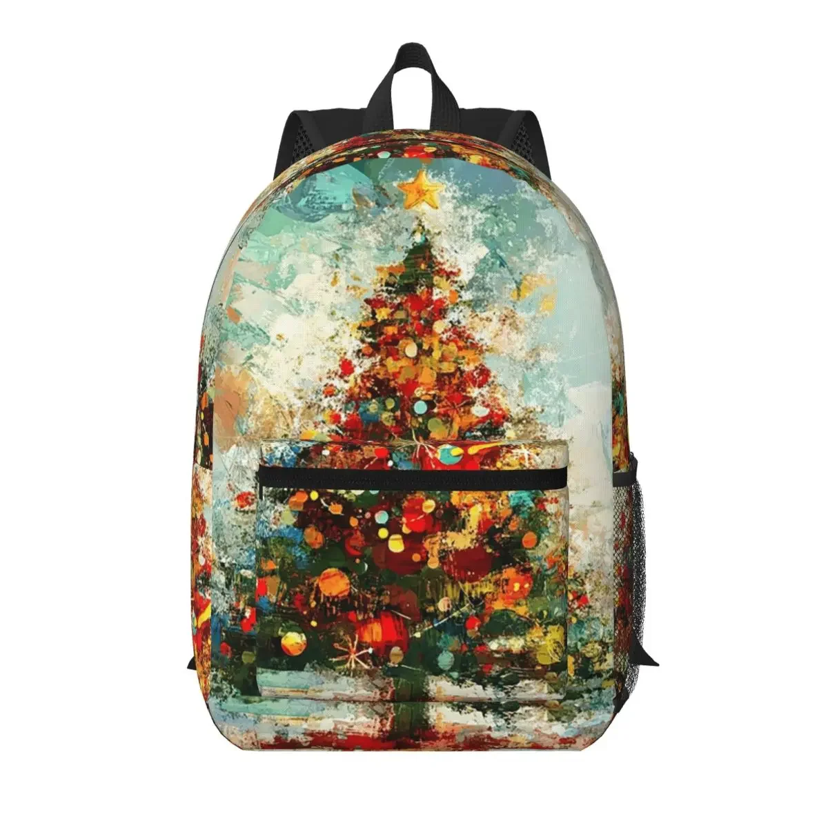 Exquisite Christmas Tree Print Student Backpack School Bag Hiking Travel Daypack for Boys Girls Bookbag Shoulder Bags