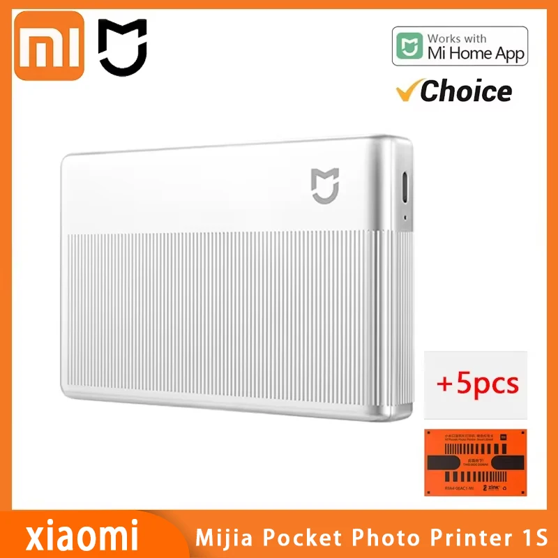 Xiaomi Pocket Photo Printer 1s Wireless Bluetooth Thermal Print AR Video ZINK Inkless Technology Portable Printing Mi home APP