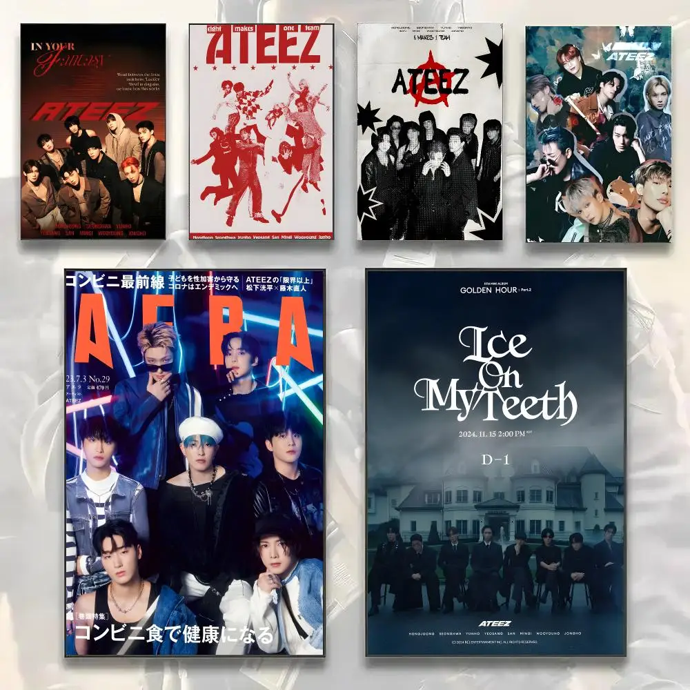 Korean Pop A-ATEEZ Poster Painting Prints Wall Art Picture Film Room Home Bar Cafe Decor Home Mural