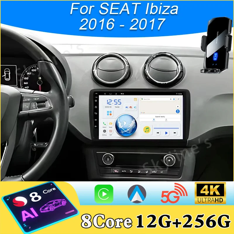 Android 16 car radio For SEAT Ibiza 2016 - 2017 auto Multimedia Video Player carplay GPS Navigation DVD 5G High-performance CPU