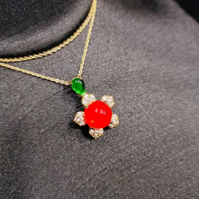 Natural Red Chalcedony Pendant, Antique and Versatile Women's Pendant.