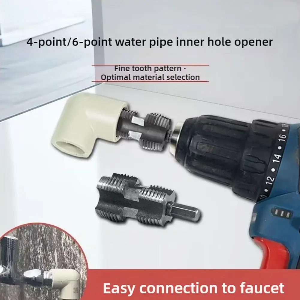 Abridor de rosca interna de tubería de agua PPR, 4 puntos, 6 puntos, para grifo de rosca de tubo de plástico PVC, taladros eléctricos manuales, herramientas manuales T0A1