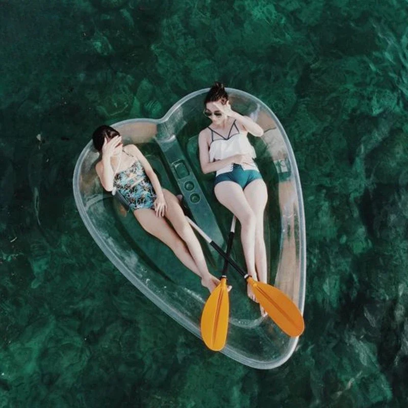 Transparent Heart-Shaped Boat, Rafting Boat Kayak in Tourist Attractions