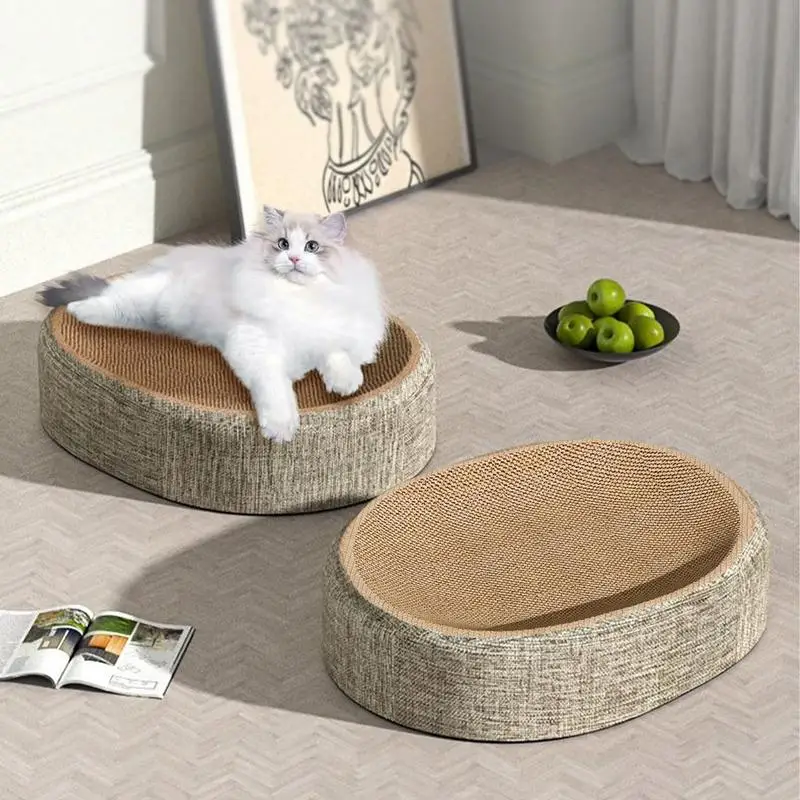 

2 In 1 Cat Scratching Board Cat Bed Oval Pet Sleeping Mat Cat Scratching Bed Non-shedding Cat Scratching Supplies Pet Tools