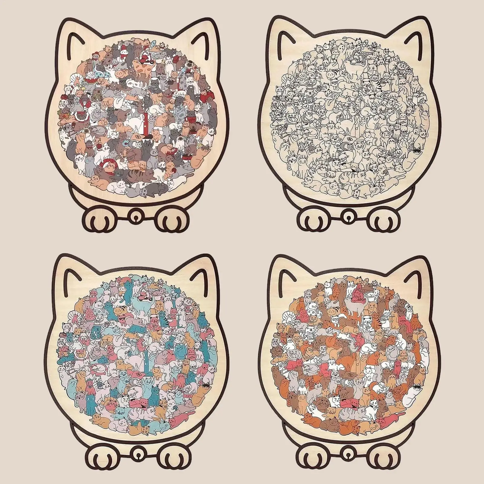 

135 Piece Wooden Cat Puzzle, Challenging Precision-Cut Jigsaw for Adults Kids & Home Decoration, Lasting Fun for Cat Lovers