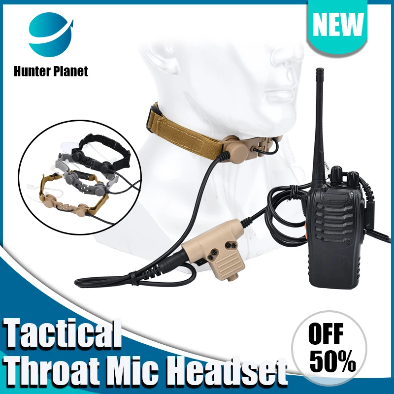 Tactical Laryngeal Throat Mic Eaphone Headset Microphone Walkie Earpiece Radio U94 PTT For Kenwood BaoFeng UV-5R UV-5X UV-82