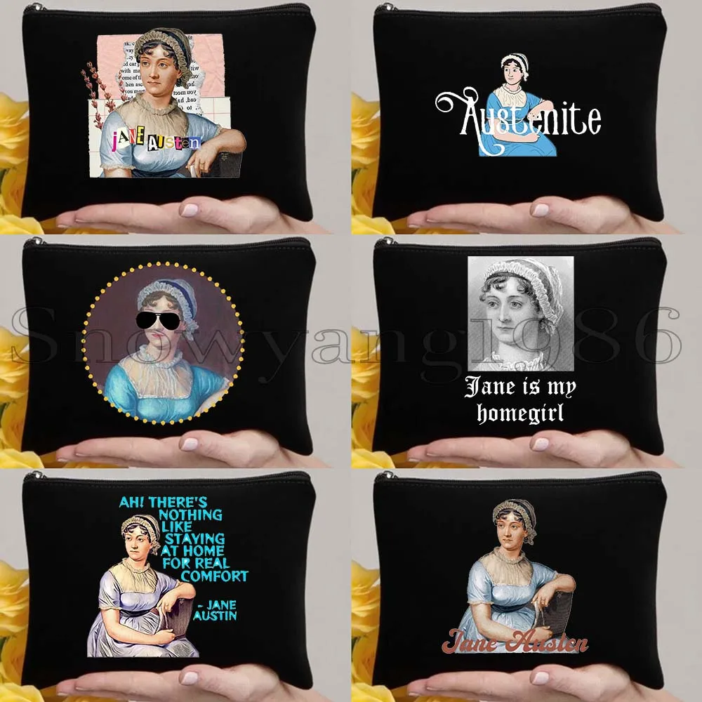 

6pcs Sense And Sensibility Jane Auste Novel Book Quotes Pride and Prejudice Reading Canvas Storage Cosmetic Makeup Case Pouch