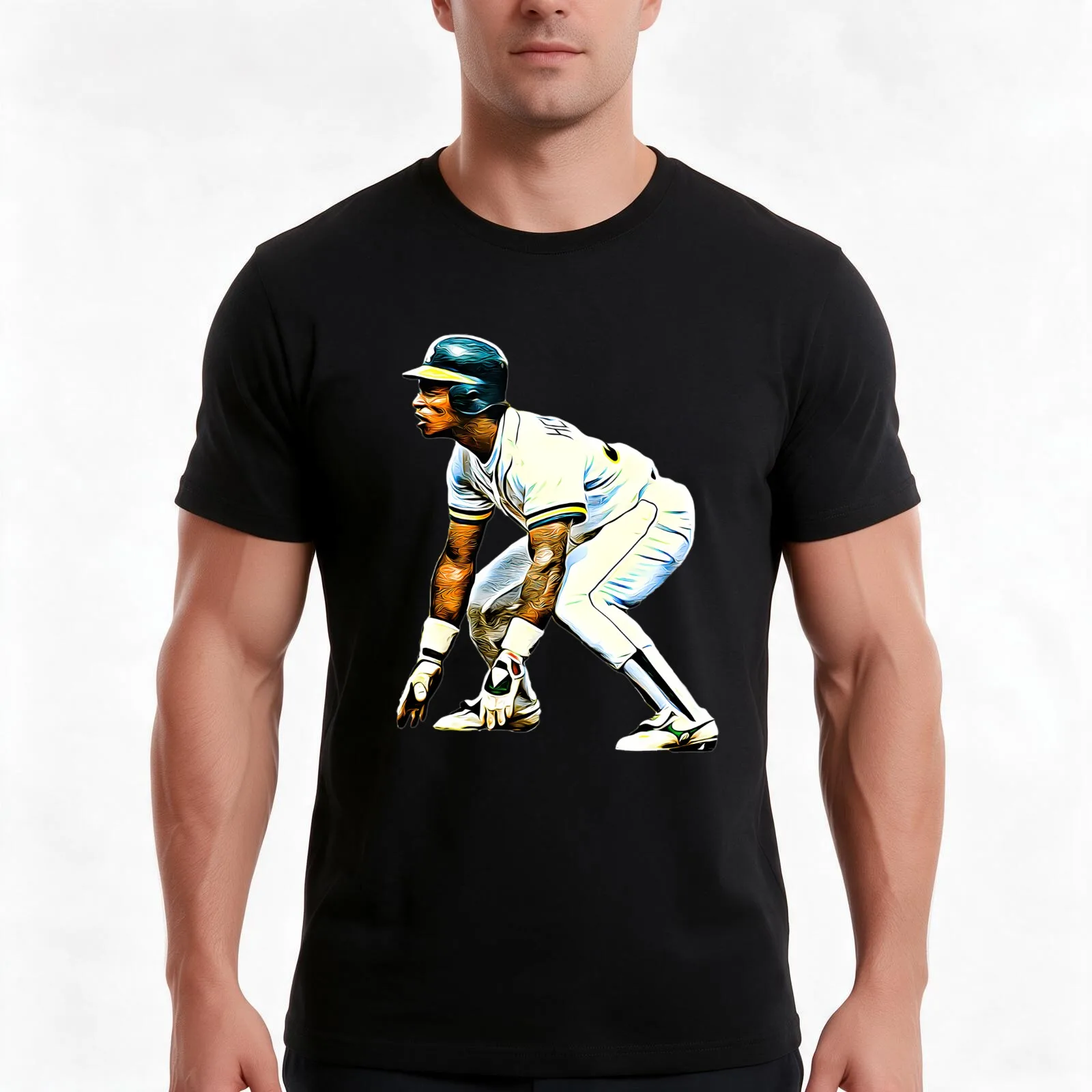 Rickey Henderson Rickey Henderson T-Shirt, Summer Casual Cotton Tee, Oversized Streetwear Tops, Vintage Graphic Print