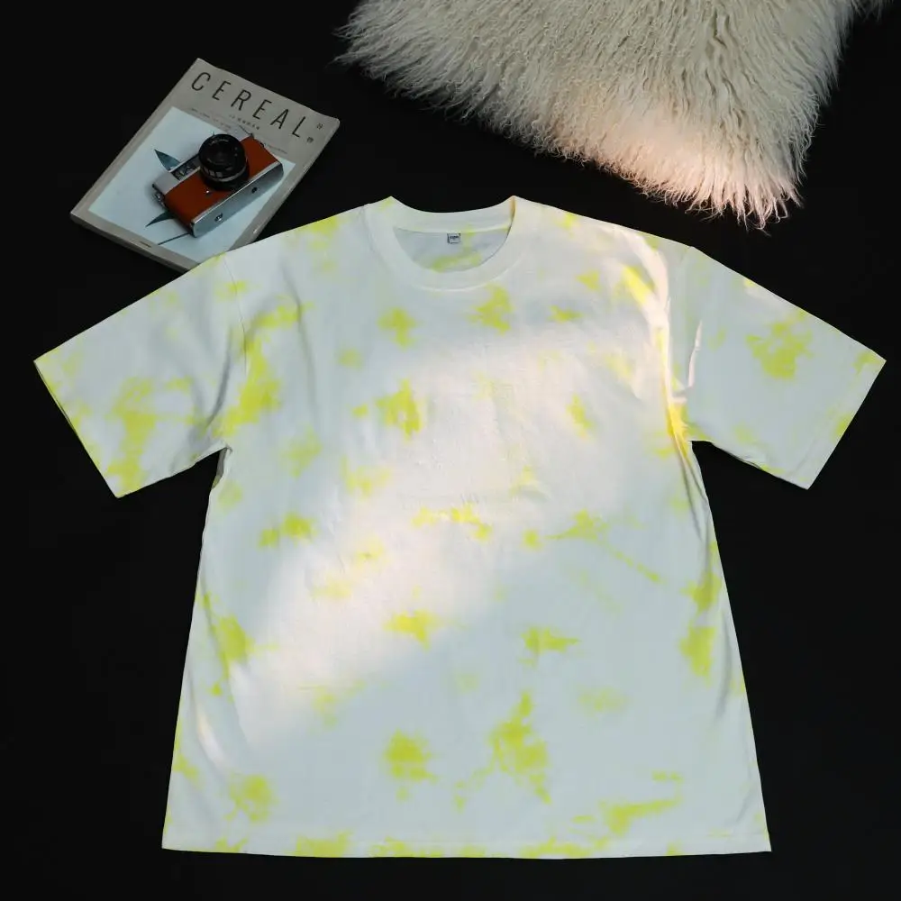 Men's tie-dyed gradient T-shirt, 100% cotton, oversized and interesting graphic T-shirt, men's and women's summer top