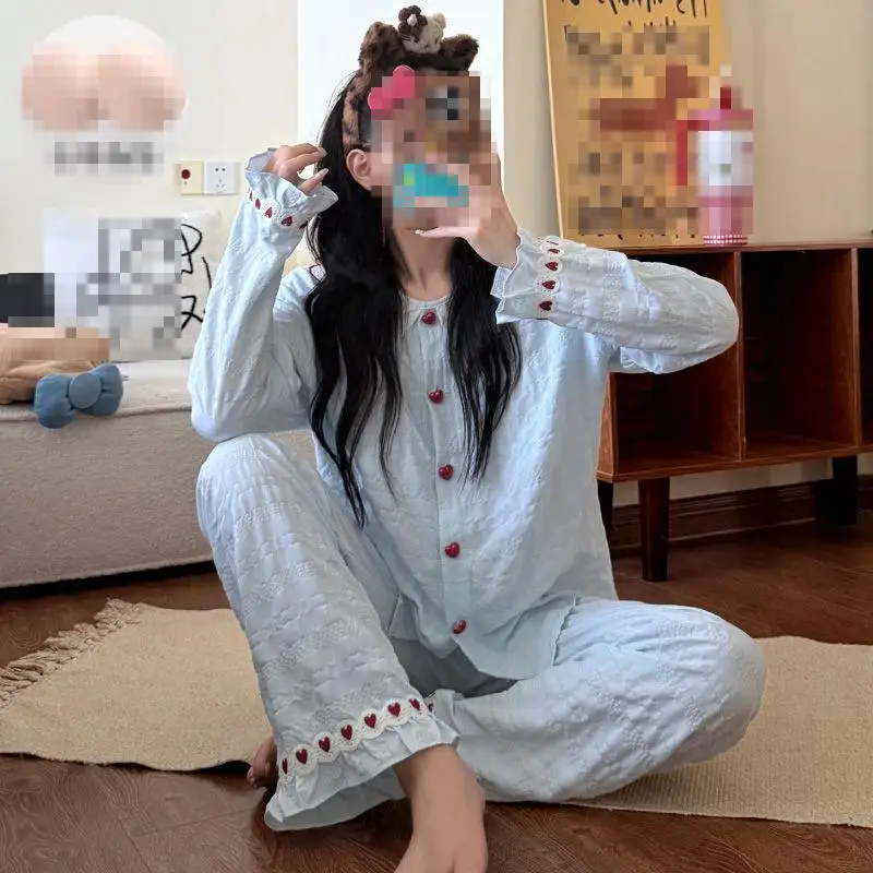 Women's Doll Collar Long Sleeve Pajama Set for Students Spring Autumn New Home Furnishings Women's Japanese Sweet Two Piece Set