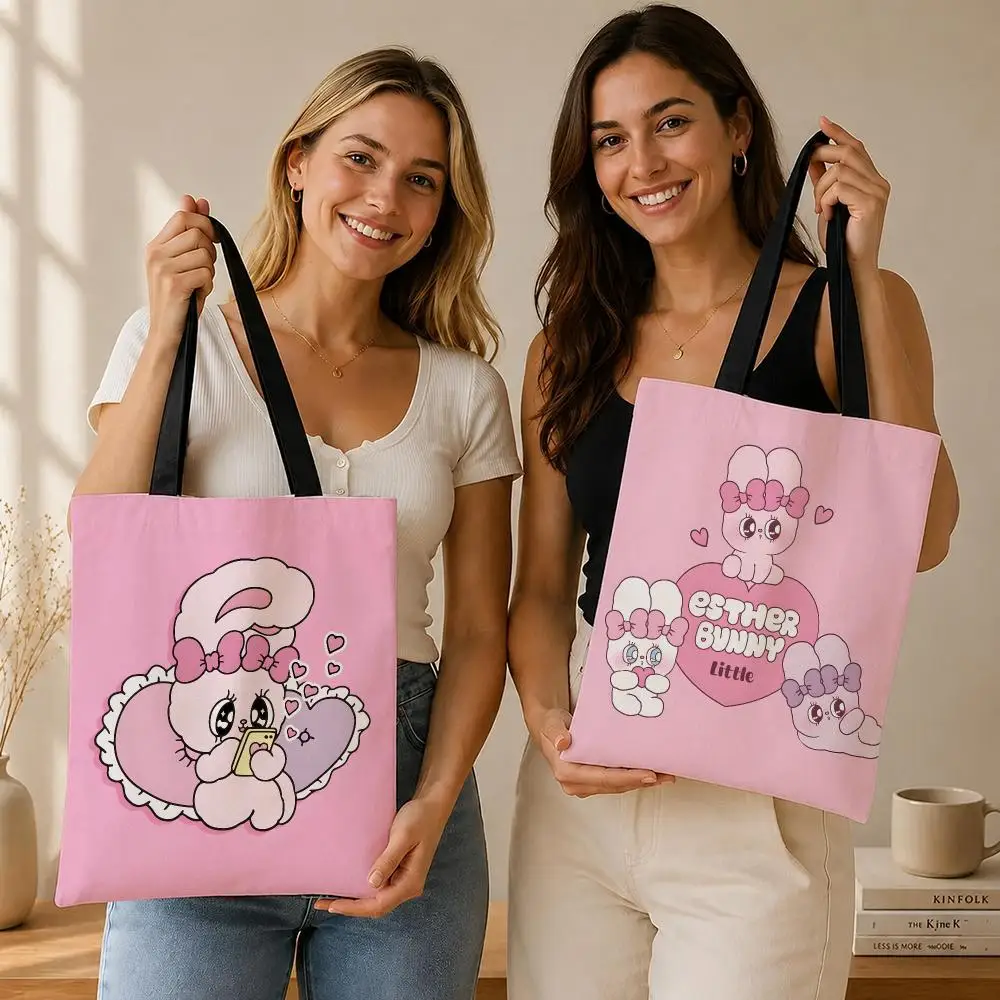 Character EstherBunny Storage Bags Canvas  bag, suitable for work, school, and daily commutes, reusable shopping bag
