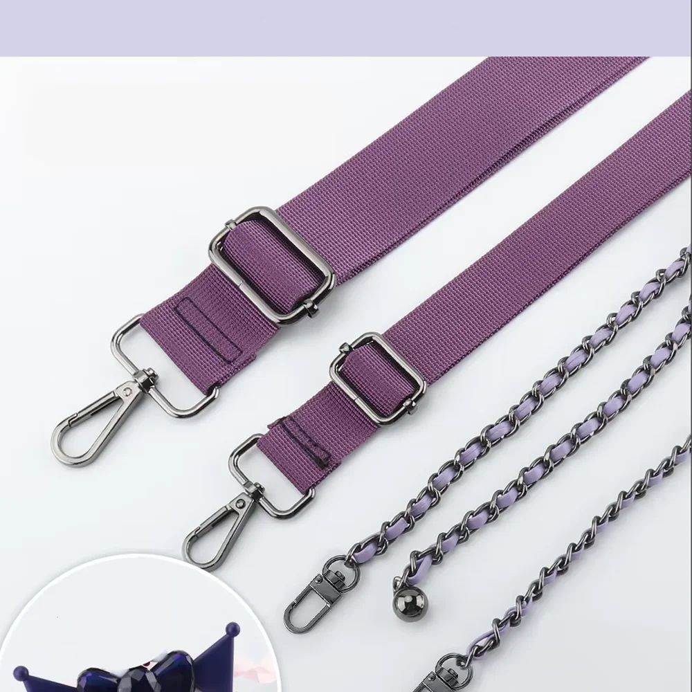 Adjustable Purple Handbag Chain Single Shoulder Crossbody Bag With Recessed Design Anti-Wear Leather Pu Chain Shoulder Strap